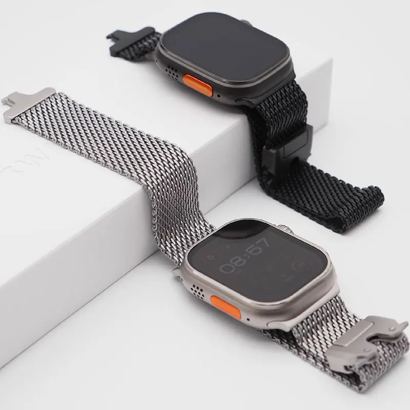 Titanfarbenes offizielles 1:1 Milanese-Armband für Apple Watch Ultra 3 Band 49 mm 46 mm 42 mm Armband Correa iWatch 11/SE 3 40 mm 44 mm – Detail 4