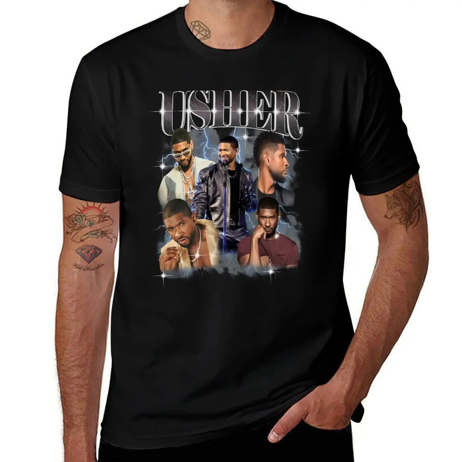 

Usher t 100% Concert oversize shirts t man anime cotton shirts T-Shirt Retro