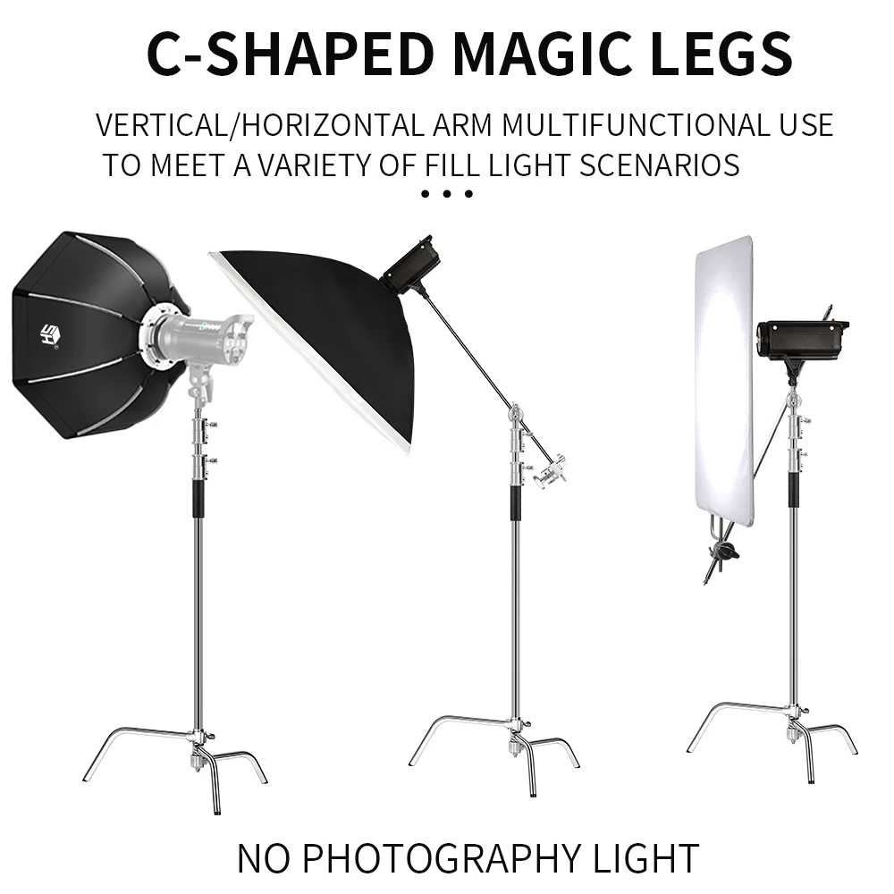 

2.6M/8.5FT Stainless Steel Century Foldable Light Stand Tripod Magic Leg Photography C-Stand For Spot Light,Softbox,Photo Studio
