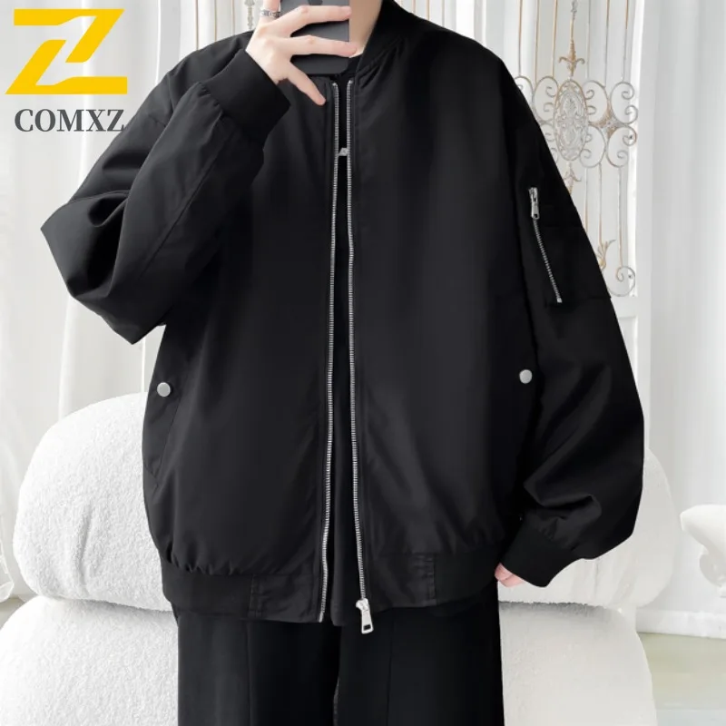 

COMXZ 2025 Men Baseball Jacket Spring Fashion Loose Fit Casual Coat classic Style Trendy Outerwear Streetwear