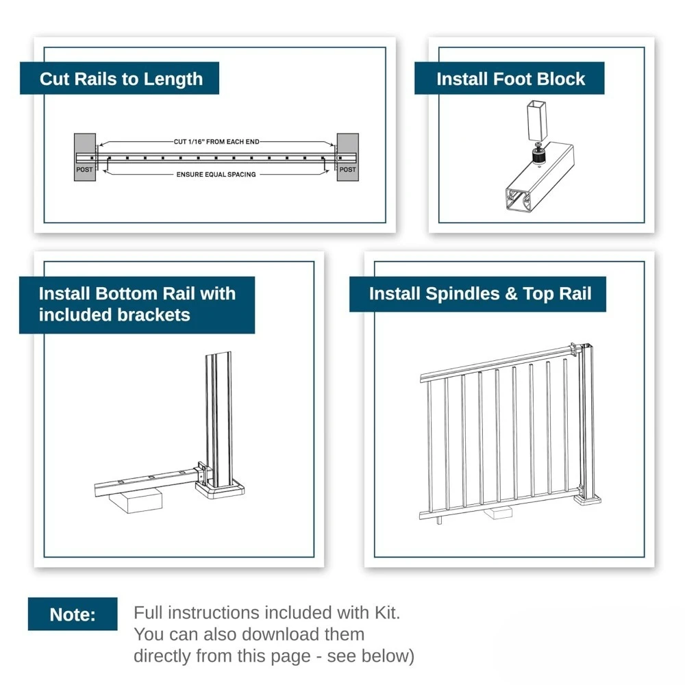جديد - مجموعة درابزين داخلية وخارجية من الألومنيوم للطوابق والشرفات، مصنوعة بلمسة نهائية متينة ومنخفضة الصيانة باللون الأبيض #5