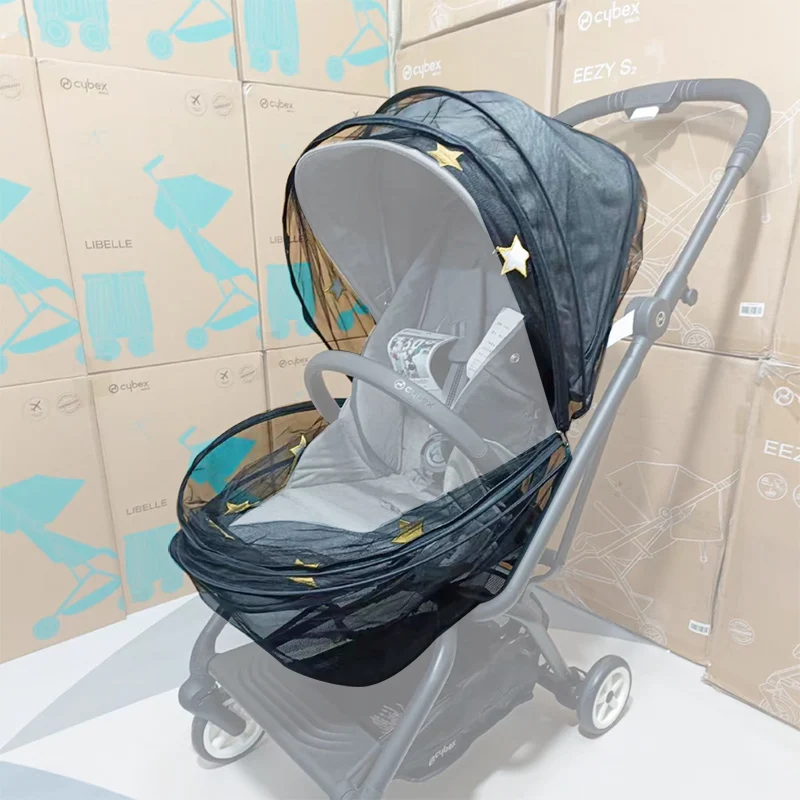 Pushchair Mosquito Net For Cybex Eezy S S+2 Twist Mios Priam Prams With Support Rod Two Way Zipper Embroidered Baby Accessories