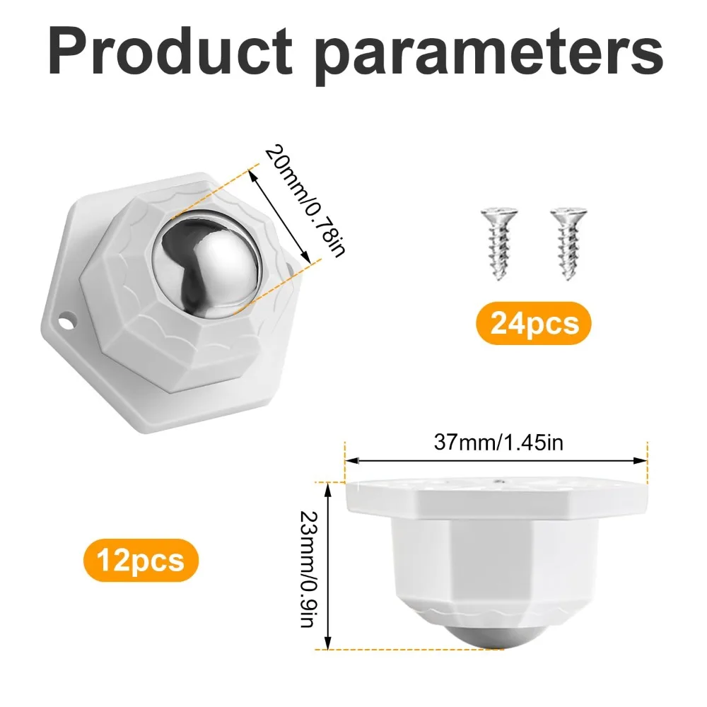For 12 Pcs Set of Heavy Duty Furniture Wheels Stainless Steel, Mini Sticky Swivel Wheels White Wheels Tables and Chairs Luggage