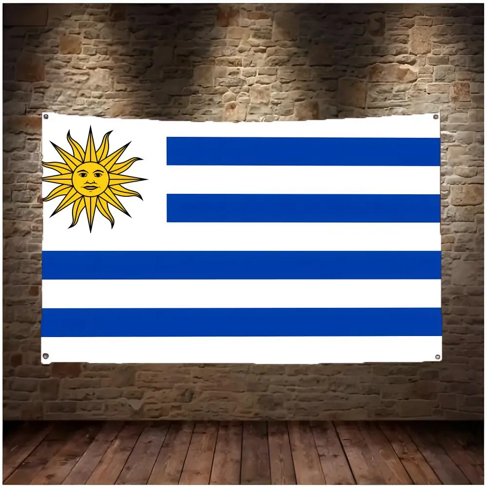 Flag of Uruguay Flags Daily four ring borderless design indoor outdoor decor easy hang install