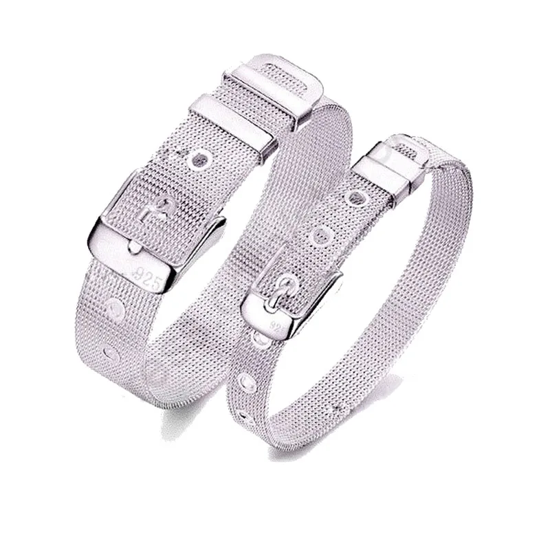 Fashionable Belt Design Pure 925 Sterling Silver Fine Jewelry Bracelet 2 Size Options For Women Men Wedding Party Gift Accessory