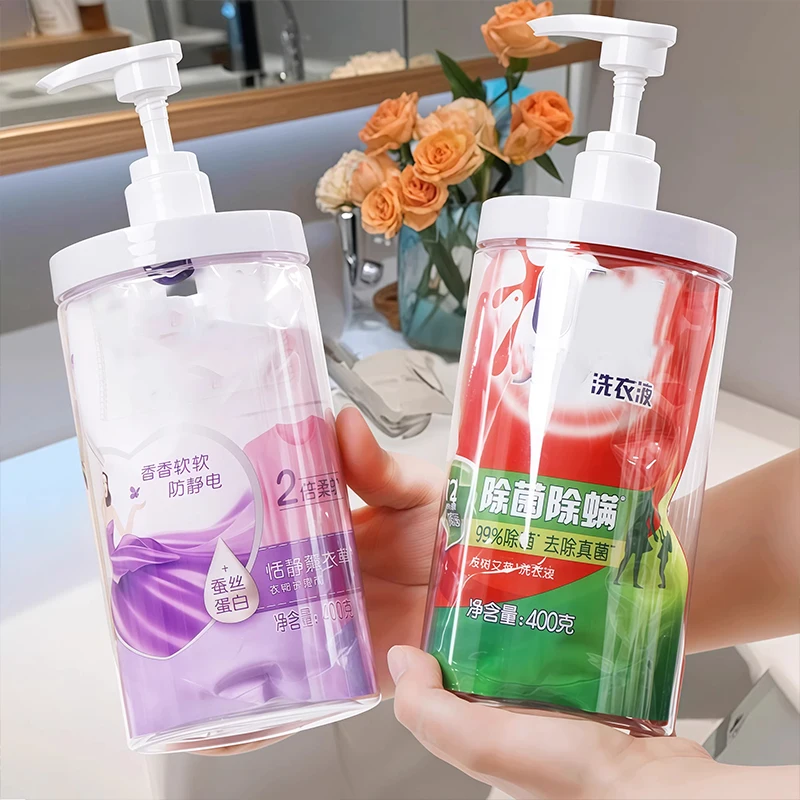 500/1000ml Plastic Pump Bottle Wide Mouth Pump Dispenser Portable Large Capacity Refillable Bottles Travel Shower Soap Dispenser