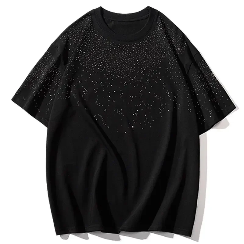 Sommer-Strass-Nieten-T-Shirt für Herren Rundhals-Freizeit-T-Shirt Modisches High-Street-Kurzarm-Shirt für Männer – Detail 11