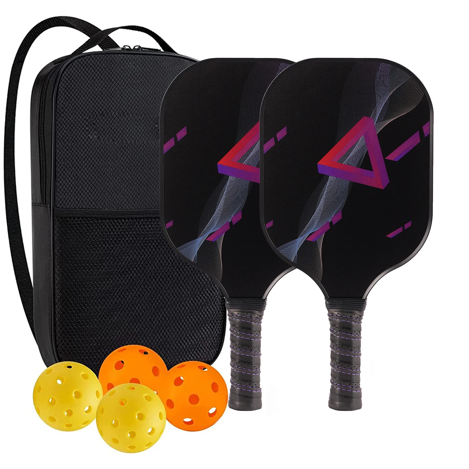 

Graphite Pickleball Paddles Set of 2 USAPA Approved Carbon Fiber Surface Anti-Slip Sweat-Absorbing Grip Portable Carry Bag