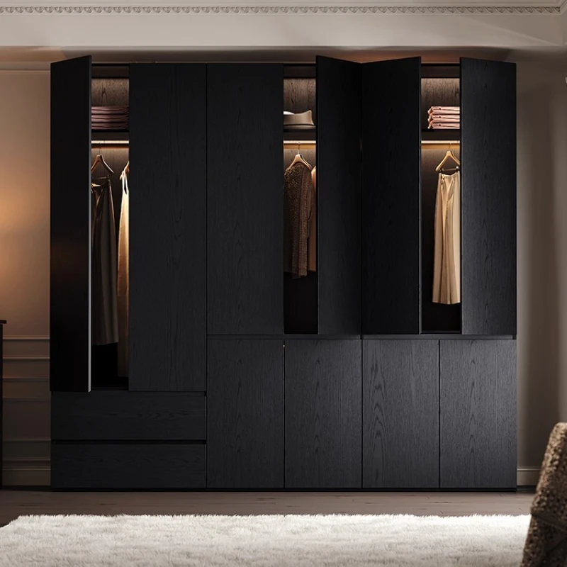 Armario para ropa, organizador, armario de almacenamiento, armario doble portátil negro, edredón, muebles de dormitorio ropero