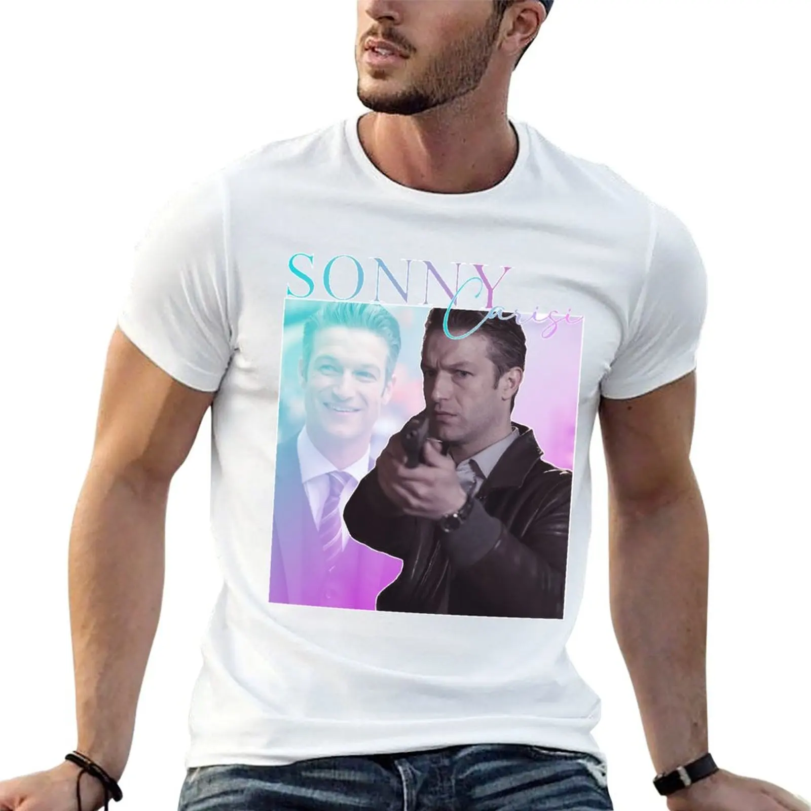 

Law & Order SVU Sonny Carisi - футболка в стиле ретро, мужские футболки, футболки с рисунком для мужчин, белая футболка