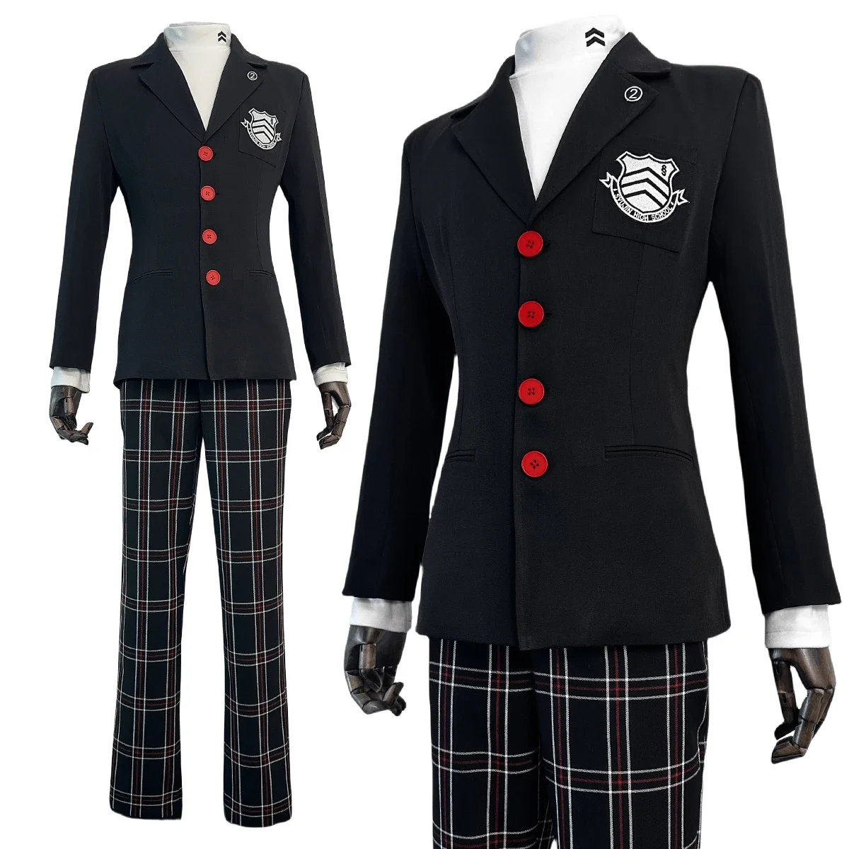 

Cosplay P5 Game Ren Amamiya Cosplay Costume Wig Joker School Uniform Embroidery Suit Blazer Pants Brooch Daily Wear Unisex
