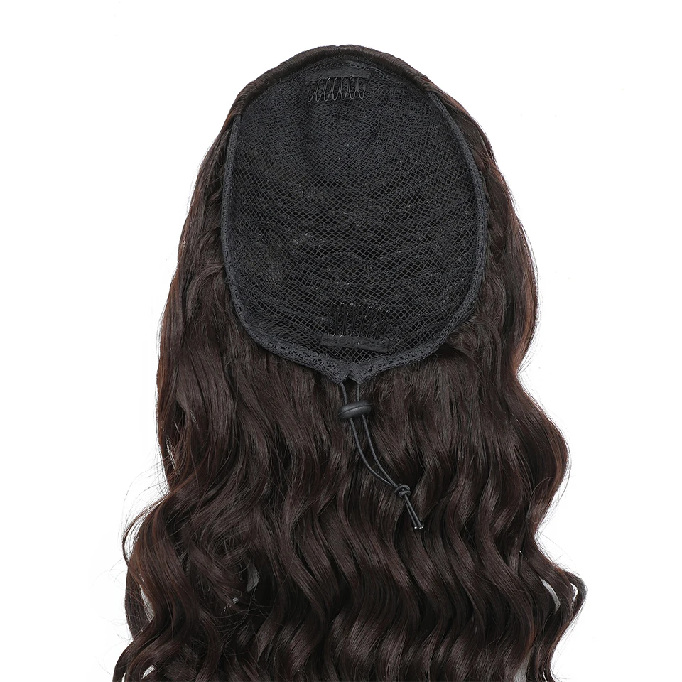 Sintético longo encaracolado pony cauda cabelo extensão para mulheres negras, ondulado cordão, Africano Daily Party Use, rabo de cavalo, 24"