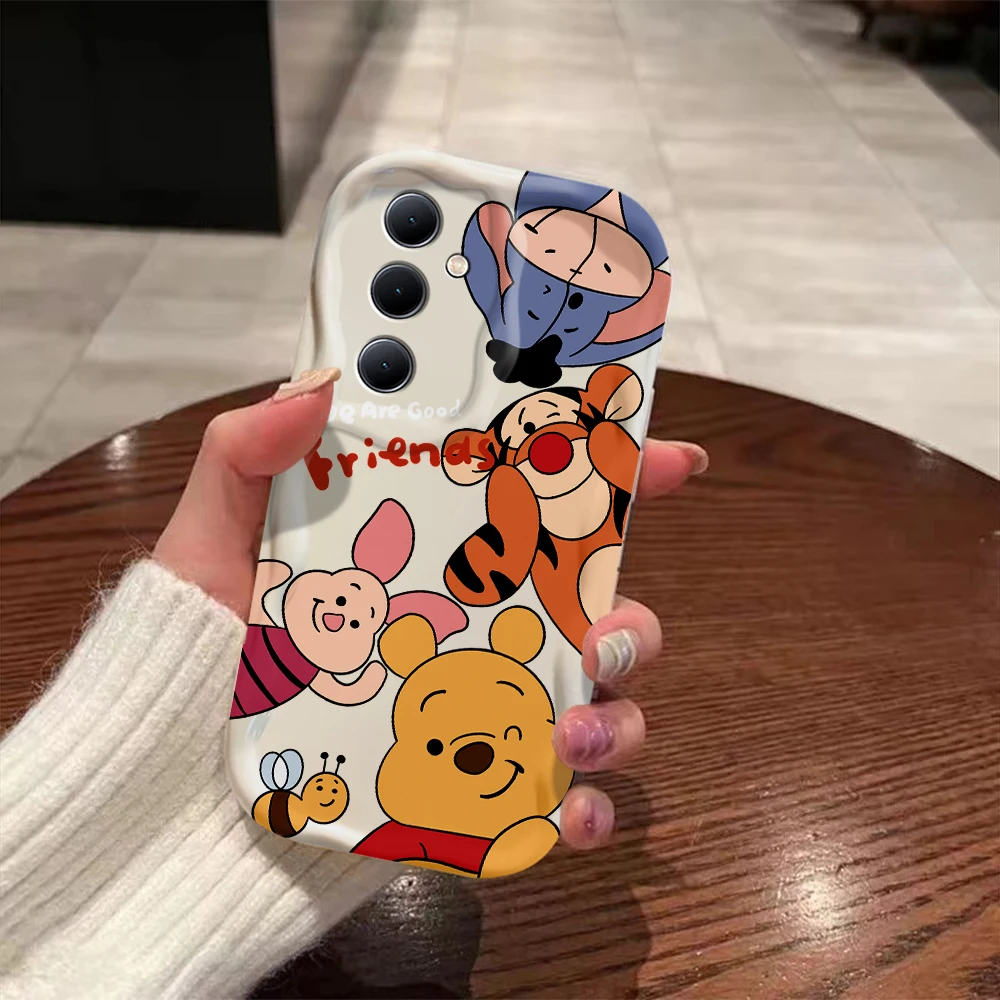 Pooh Bear Winnies casing gelombang 3D, penutup silikon lembut untuk Xiaomi Mi 14 12 12T 11 Lite Poco M6 X6 X5 X4 F4 X3 M3 Pro 4G 5G