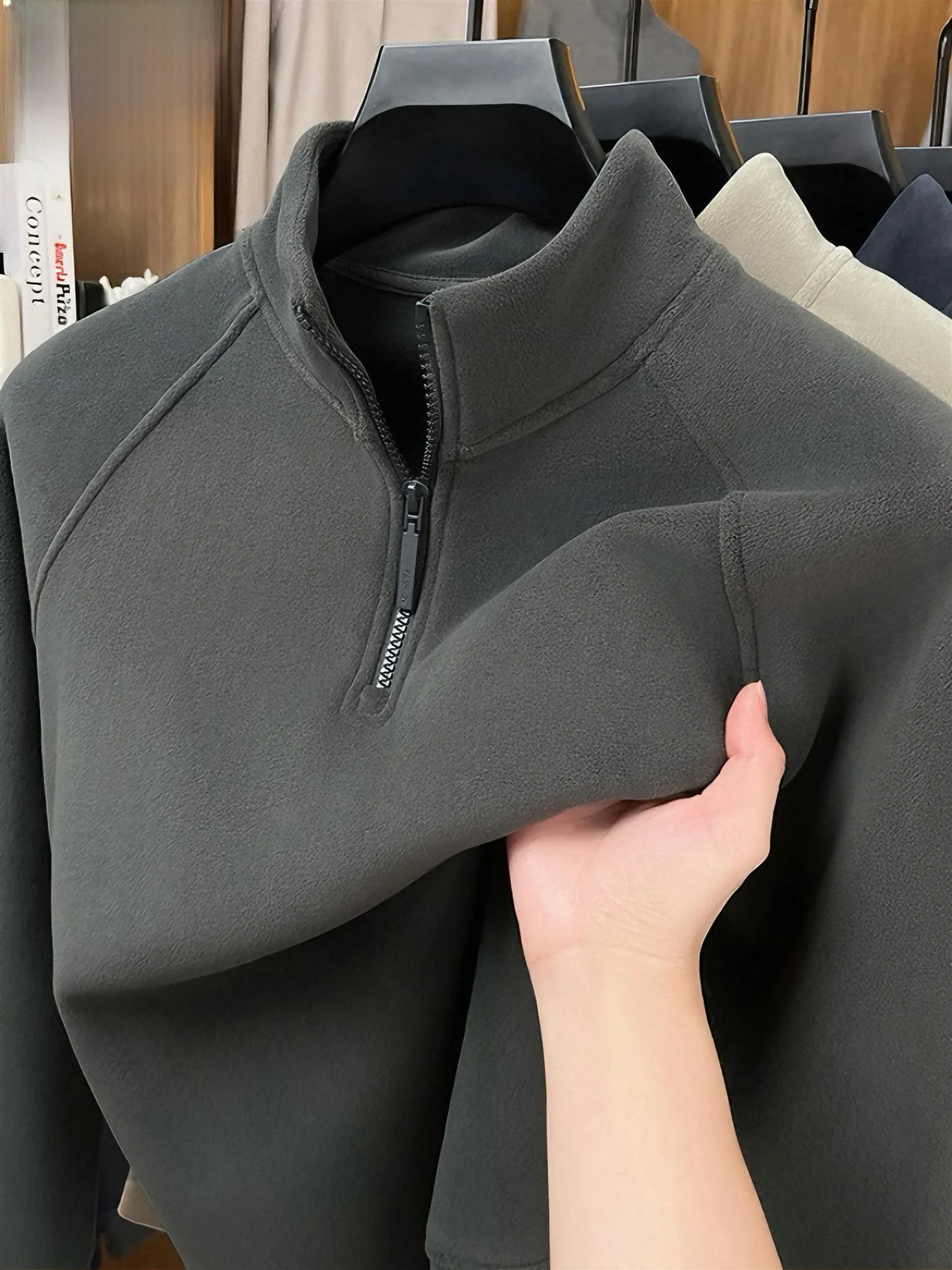 

Peir Cardin Men's Fce Lined Thiened f High Collar Zipper Sweatirt Winter Faionable Warm Long Sve Base irt