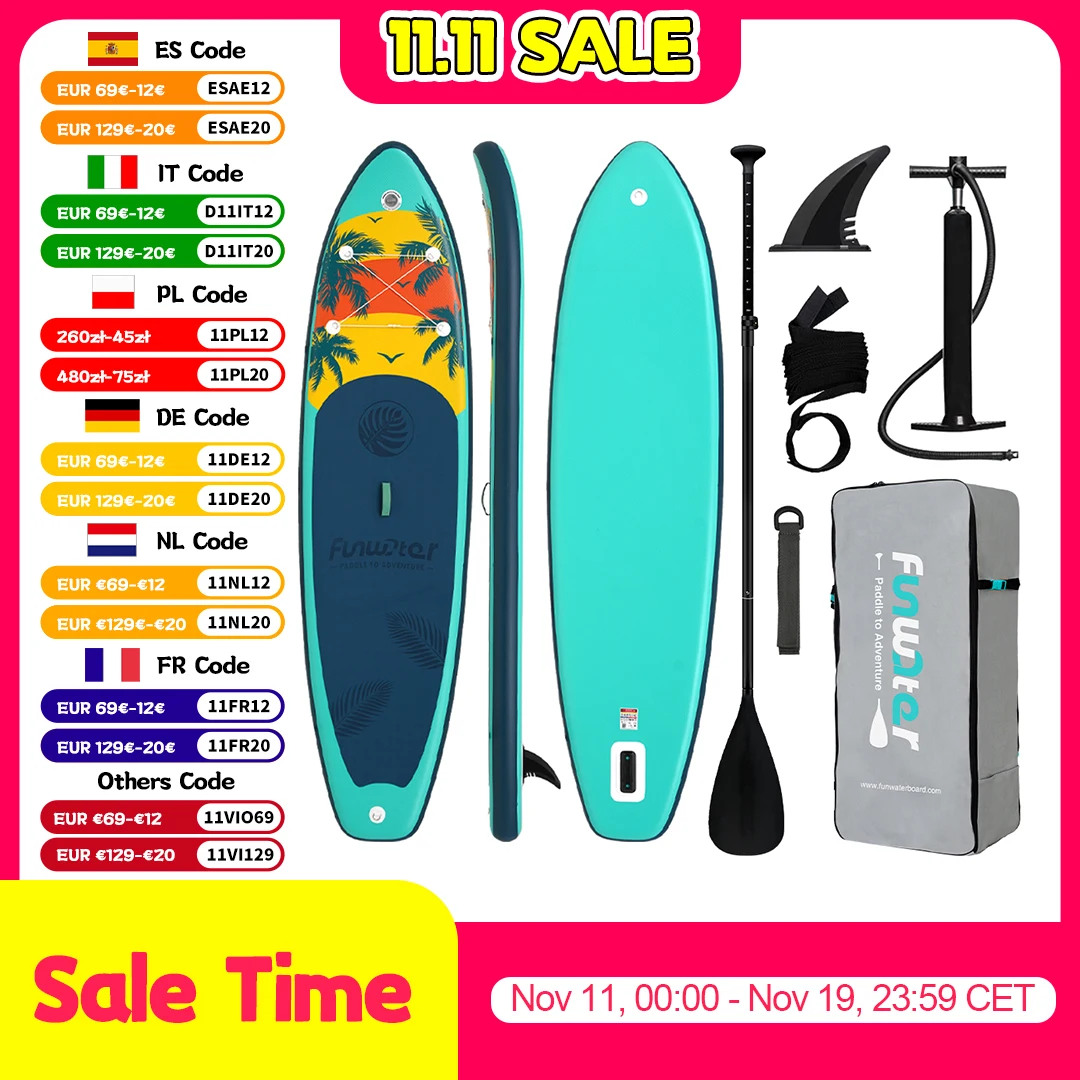 Feath-R-Lite 11' Sup Board Inflatable Surfboard Stand Up Paddle Board Inflatable Sup PaddleBoard with Accessories