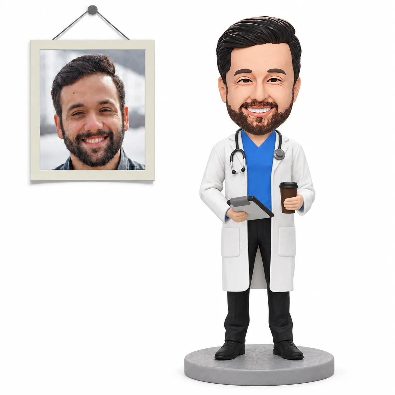 Doctor Bobblehead from Photo, Coffee Cup Physician Thank You Gift