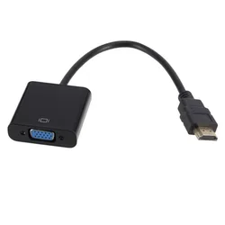 Câble adaptateur HDMI mâle vers VGA RVB femelle, ligne de connexion HDMI vers VGA, ensemble de puces intégrées 1080p