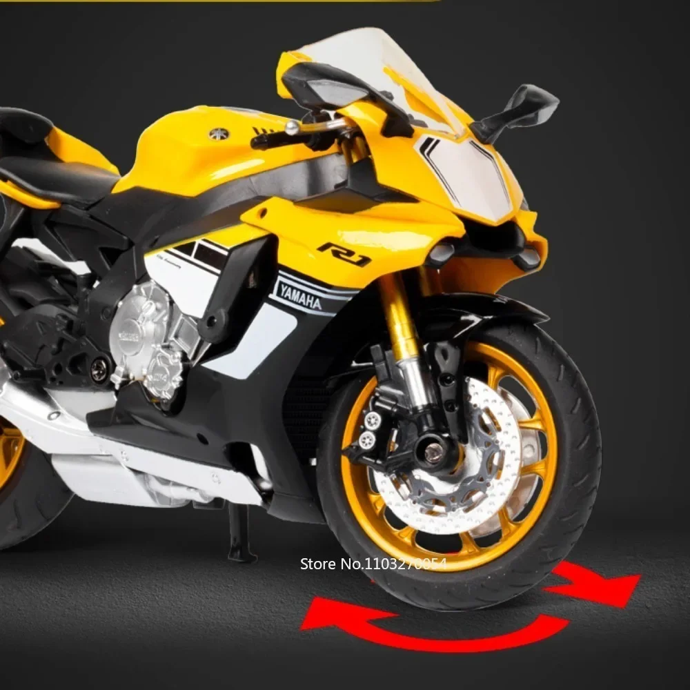 1/12 YAMAHA YZF-R1 Motorcycle Model Toys Metal Diecast Sound Light Rubber Tires High Simulation Motor Models For Kids Gifts