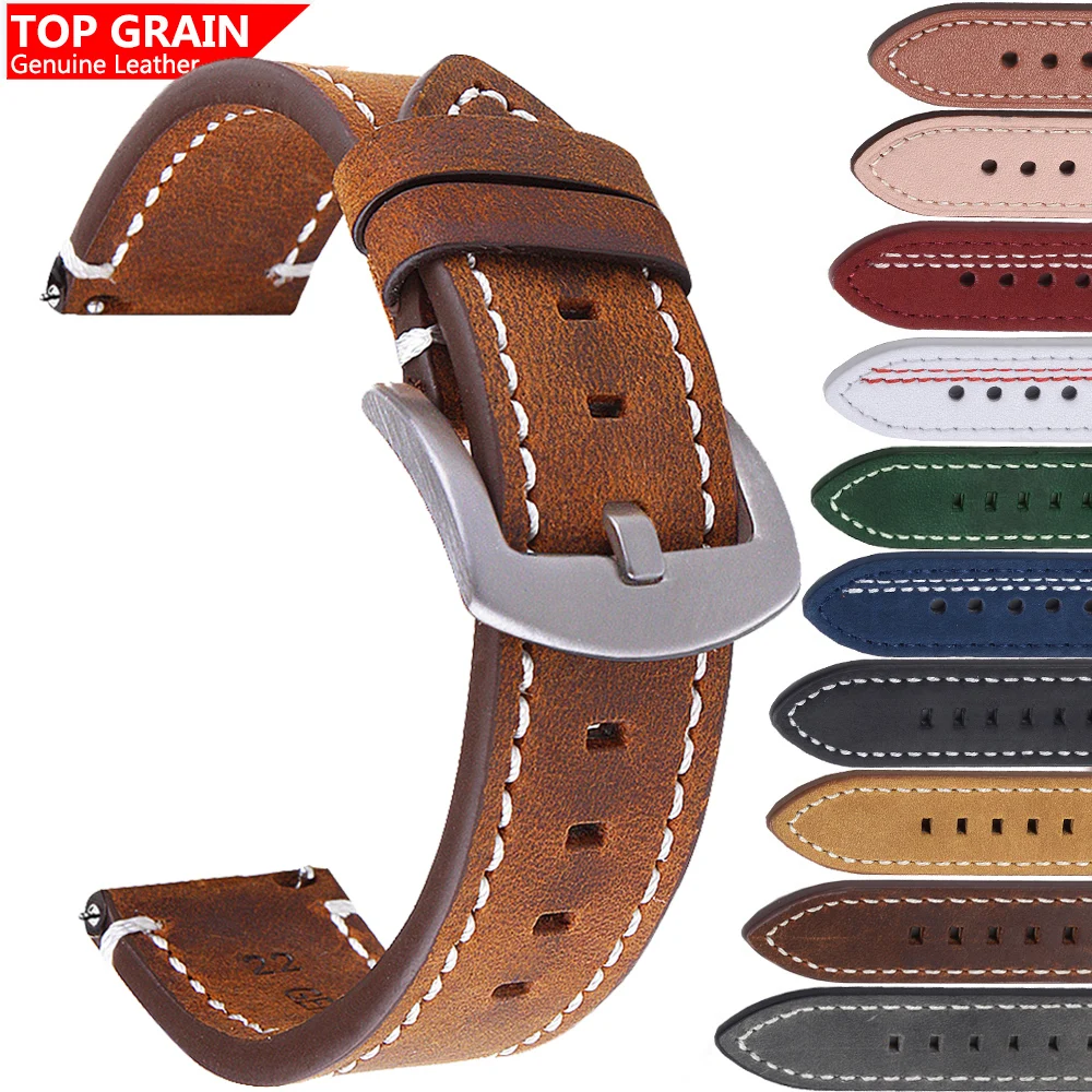 

Top Grain Genuine Leather Watch Band Strap Quick Release Watch Bands 20mm 22mm Handmade Vintage Watchbands