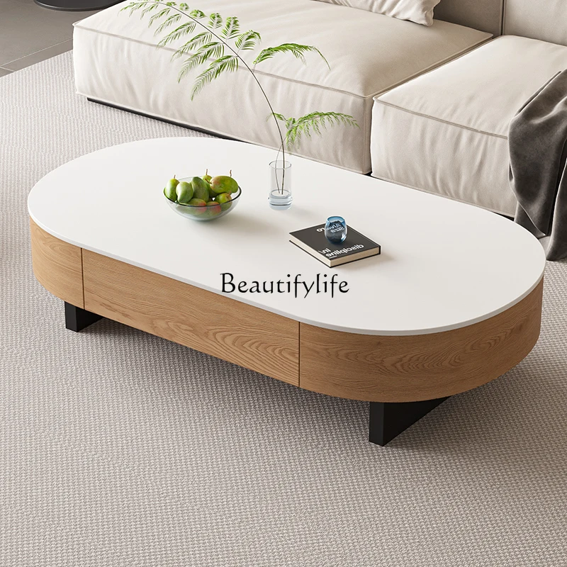 

Solid Wood Light Luxury Modern Minimalist Living Room Home Small Apartment High-End Tea Table