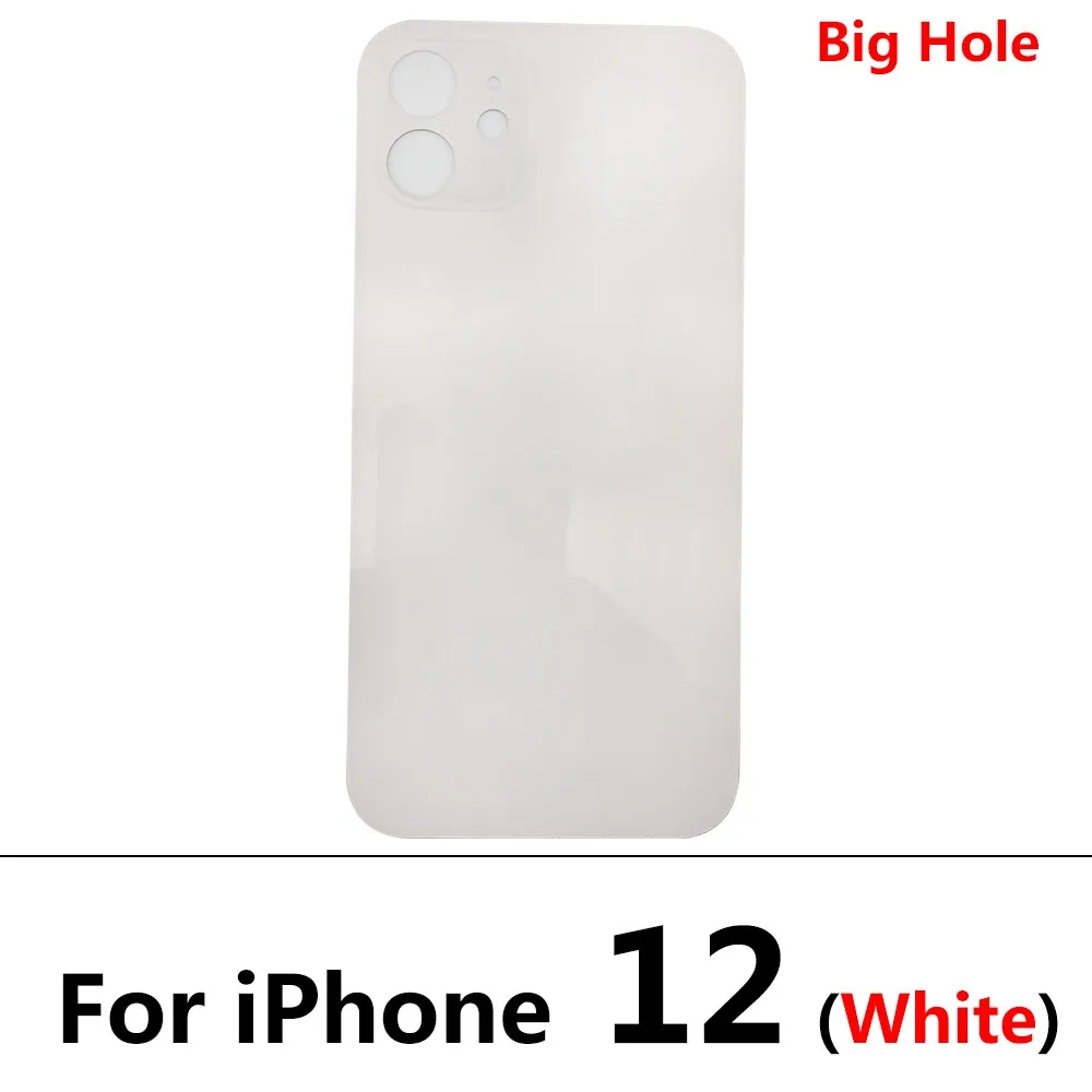 5Pcs/Lot，NEW Big Hole Battery Back Cover Glass Rear Door Replacement Housing Case STICKER Adhesive For iPhone 12