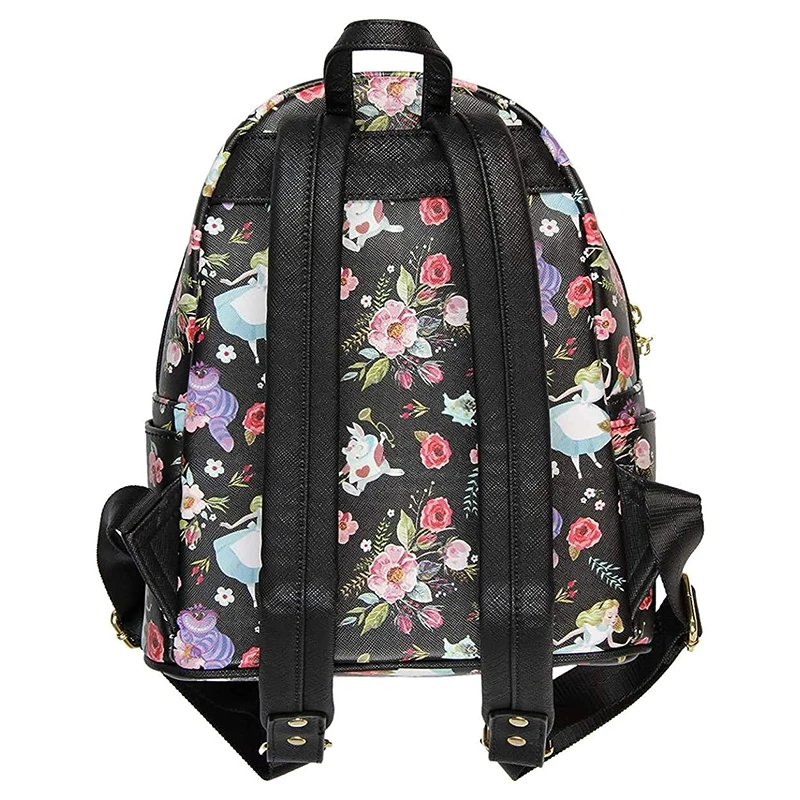Loungefly Disney Alice In Wonderland Allover Print Double Strap Shoulder Bag Purse Mini Backpack
