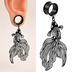 Doearko 2PCS Fish Dangle Ear Gauges Plugs Tunnels Stainless Steel Expander Fashion Popular In Body Piercing Jewelry Earrings