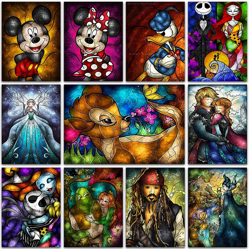 

Disney Princess Cartoon Diamond Art Painting Kits Mickey Mouse Bambi Home Decor Full Square&Round mosaic embroidery Cross stitch