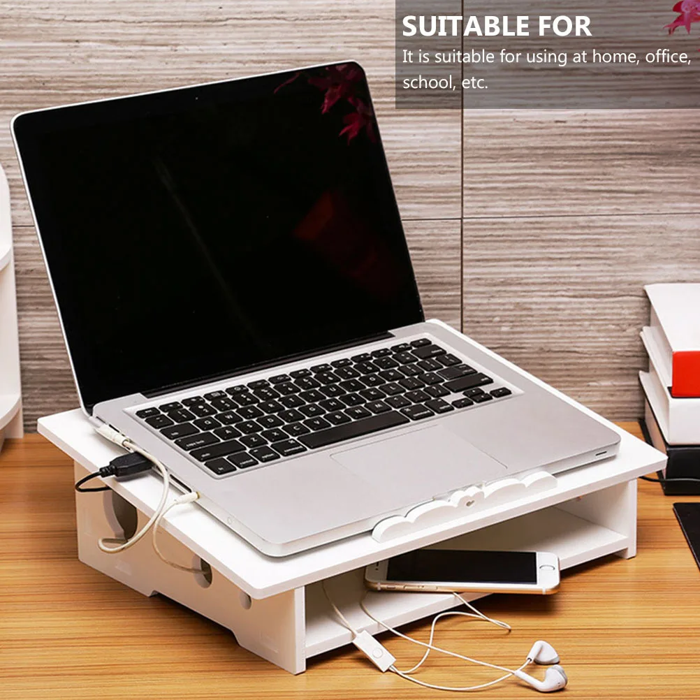 

1 pc Laptop Stand Portable Computer Support For Home Office Use Ergonomic Design Cooling Pad With Storage Space White S