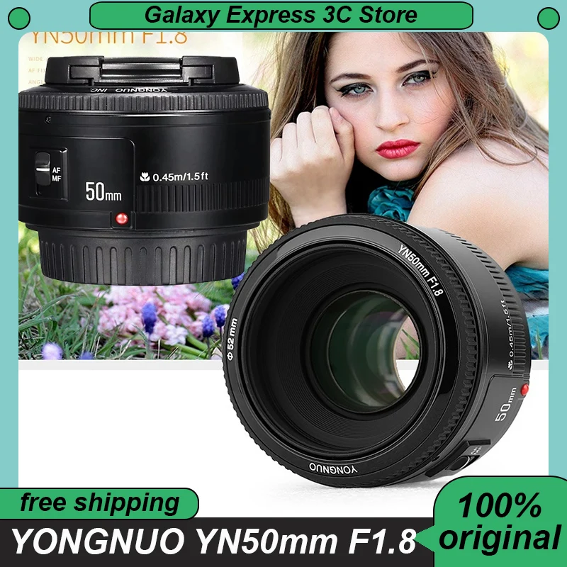 YONGNUO YN50mm F1.8 Lens Auto Focus Large AF Len Aperture Lense Wide-Angle For Nikon Canon Customized Cameras Accessories Gift