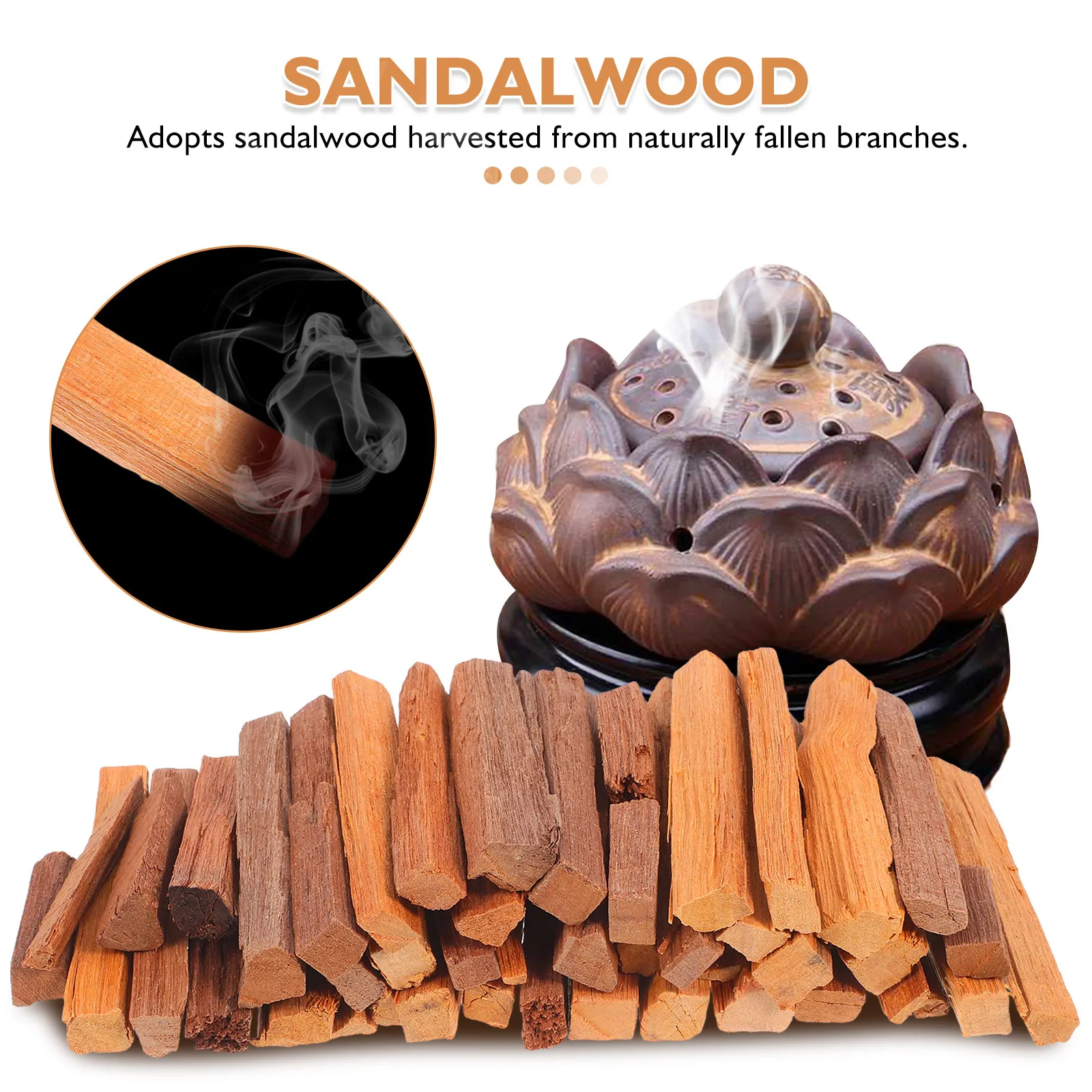 1 Bag Premium Sandalwood Incense Sticks 7.5cm Earthy Sweet Aroma Enhances Focus Relaxation Spiritual Practice Gift for Family