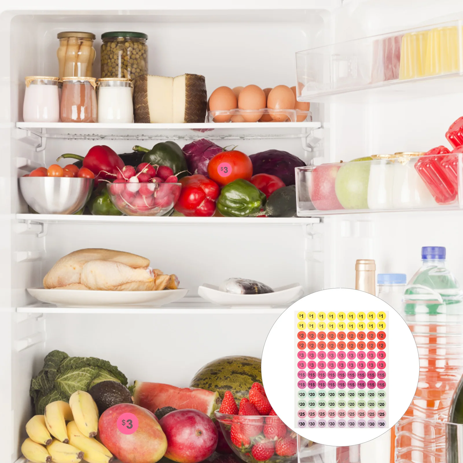 

30pcs Pricing Labels Stickers Bright Colored For Retail Stores Garage Yard Sale Small Sale Items File Tags