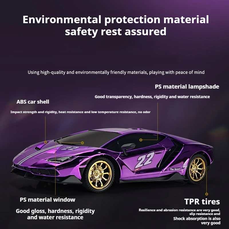 2025 Nowy zdalnie sterowany samochód Gradient Spray Paint Model symulacyjny Model wyścigowy Elektryczna zabawka dla dzieci Prezent dla chłopca