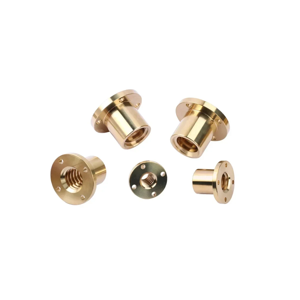 All Copper Trapezoidal Screw Nut Tr8 Tr10 Tr12-Tr20, Round Flange Positive & Reverse Thread T Nut for Transmission