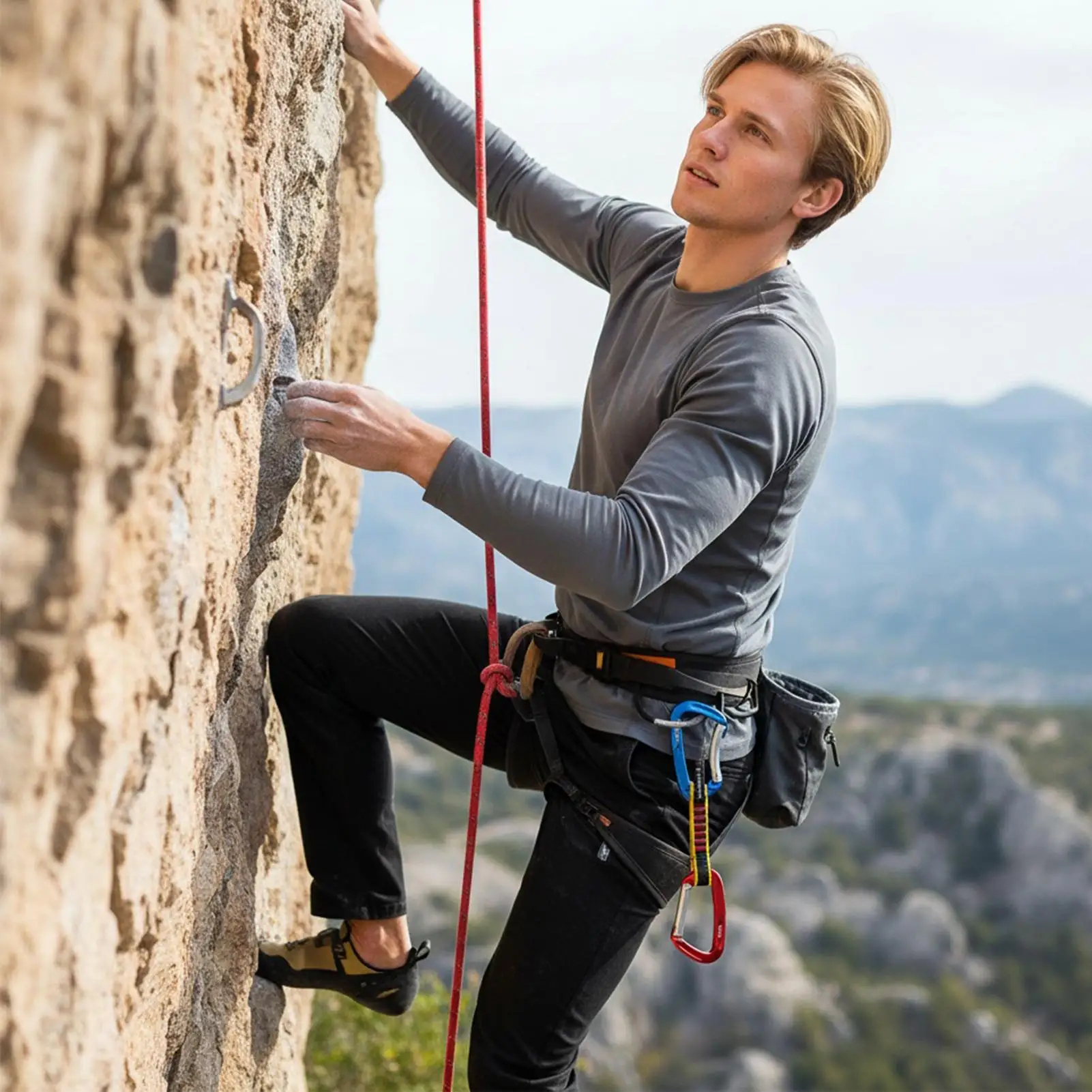 อุปกรณ์คาราไบเนอร์สำหรับปีนเขาแบบควิกดรอว์ สำหรับการปีนเขาและการผจญภัยกลางแจ้ง แคมป์ปิ้ง เดินป่า และการเดินทาง