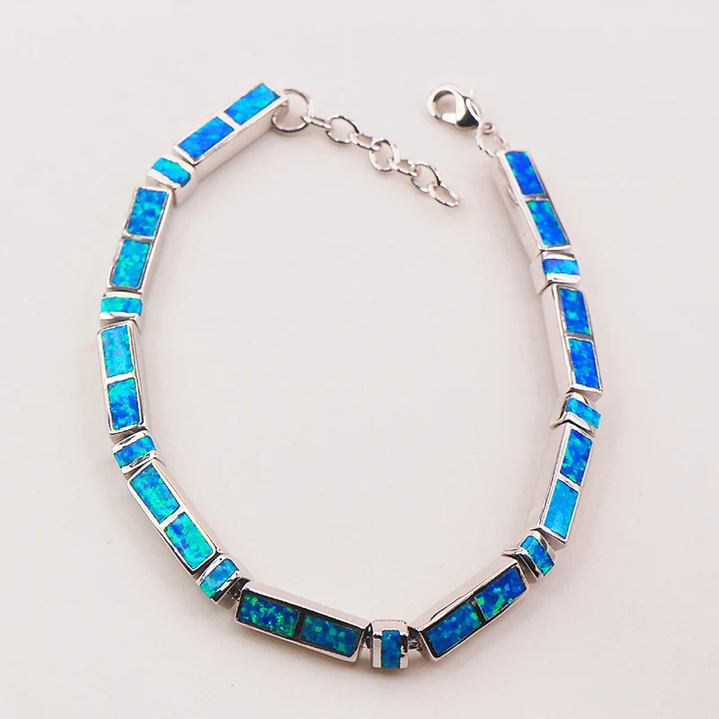 Blue Fire Opal 925 Sterling Silver Bracelet  P84 8\