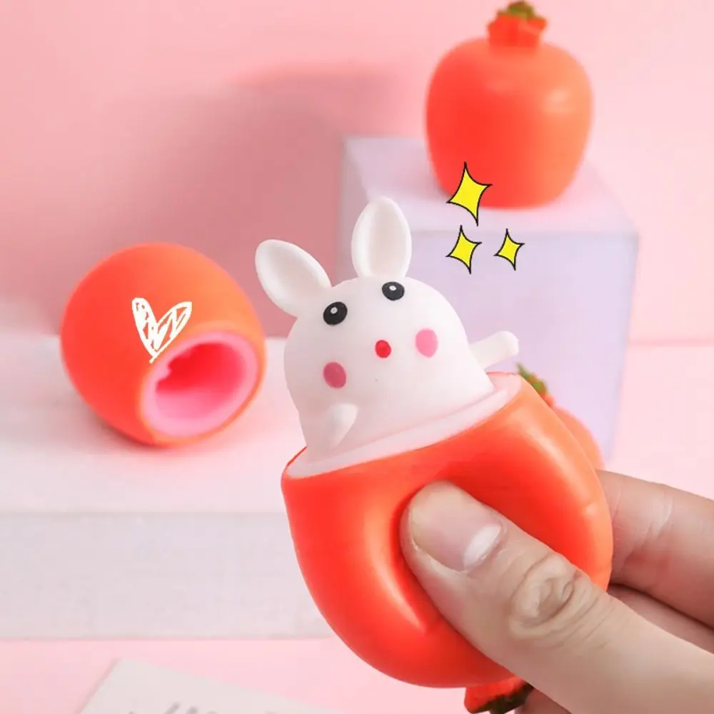 

Desktop Decor Realistic Easter Squeeze Fidget Toys PVC Carrot Shaped Bunny Squeeze Toy Creative Carrot Doll