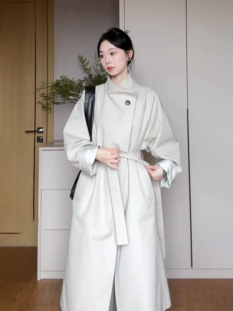 

Trench Coat Short Autumn New Women'S Clothing Conventional Colorful Artistic High-Grade Cotton-Blended Sensibility Blocking