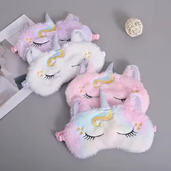 Morbido peluche maschera per dormire maschere per gli occhi carino Glitter unicorno copertura per gli occhi peluche benda per gli occhi benda per dormire per il riposo da viaggio