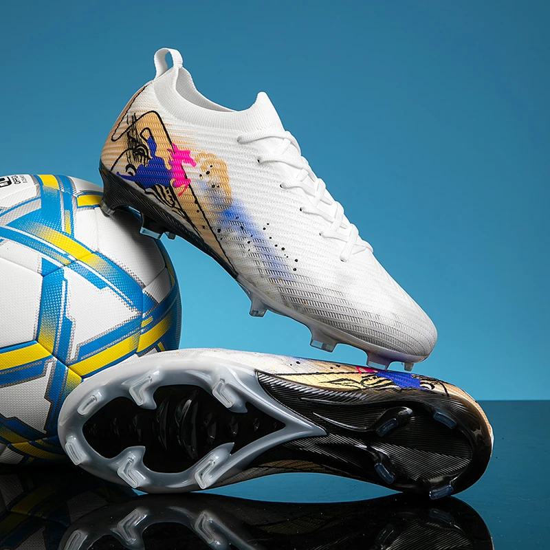 New Men Football Boots Soccer Cleats FG Non-Slip Training Shoes Soccer Shoes Long Spikes Match Ultralight Outdoor Drop Shipping image 6