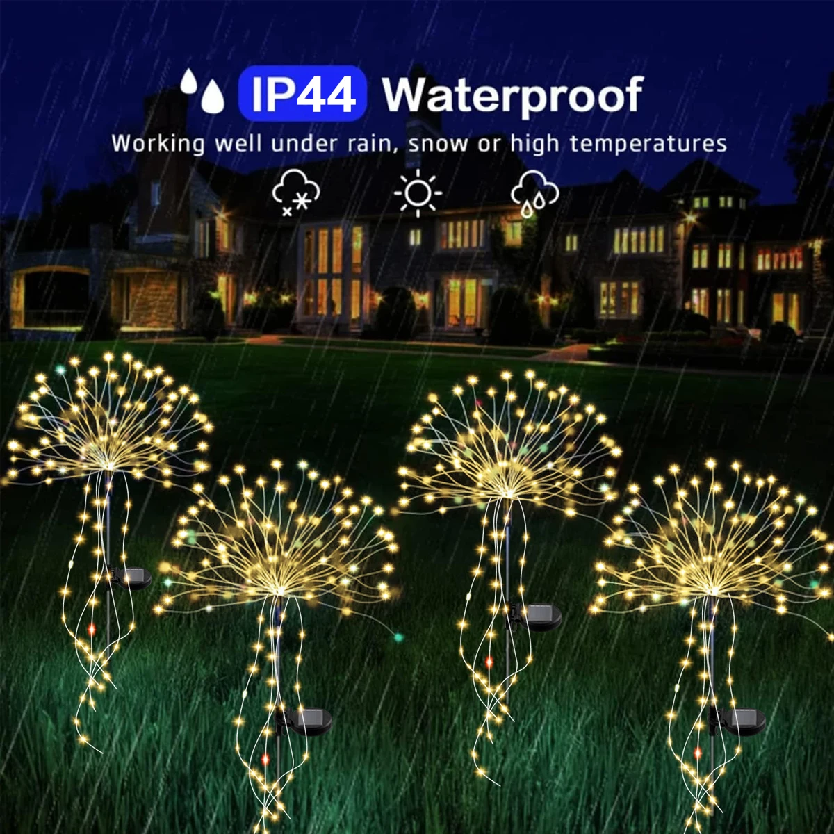 LED Solar Power Firework Light 8 Lighting Modes Fairy Lights   Waterproof Outdoor Lawn Lamp for Garden Patio Party Wedding Decor