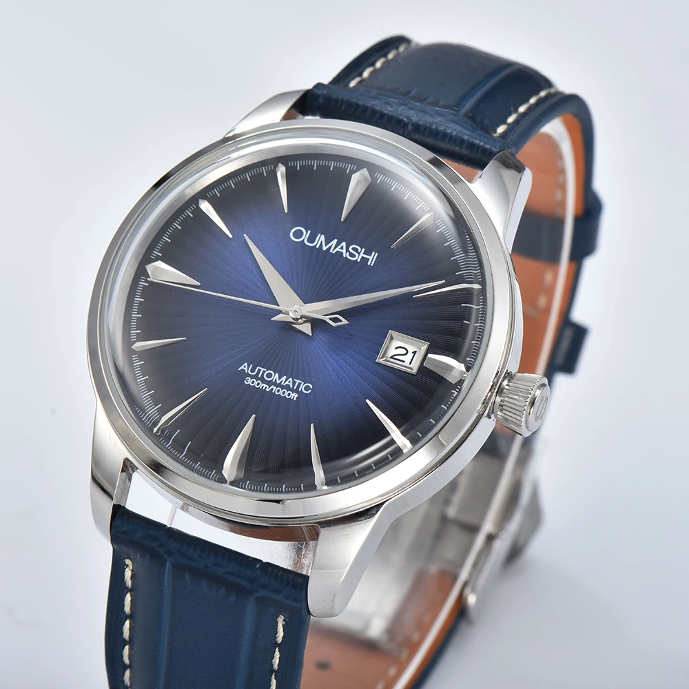NH35 watch 40mm case 35mm Dial Hollow out cocktail style Stainless steel case and leather strap For NH35 Movement