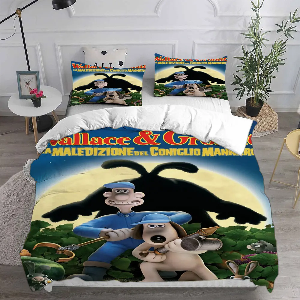 Wallace & Gromit Bedding Sets Comforter Quilt Bed Cover Duvet Cover Pillow Case 2-3 Pieces Sets Kids Adult Size