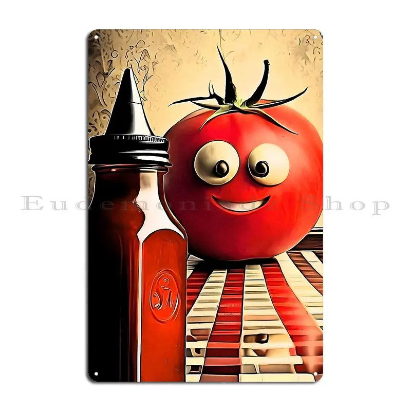 Funny Ketchup Tomato Metal Sign Retro Garage Designing Funny Cave Tin Sign Poster