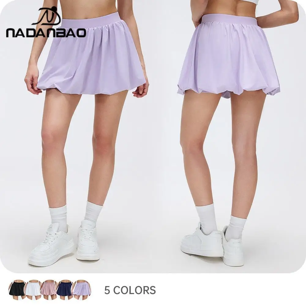 Nadanbao Summer Flower But Skirt with Lining Women's Waist Tennis Skirt Hip Covering Slim Skort Outdoor Yoga Golf Sports Skirt