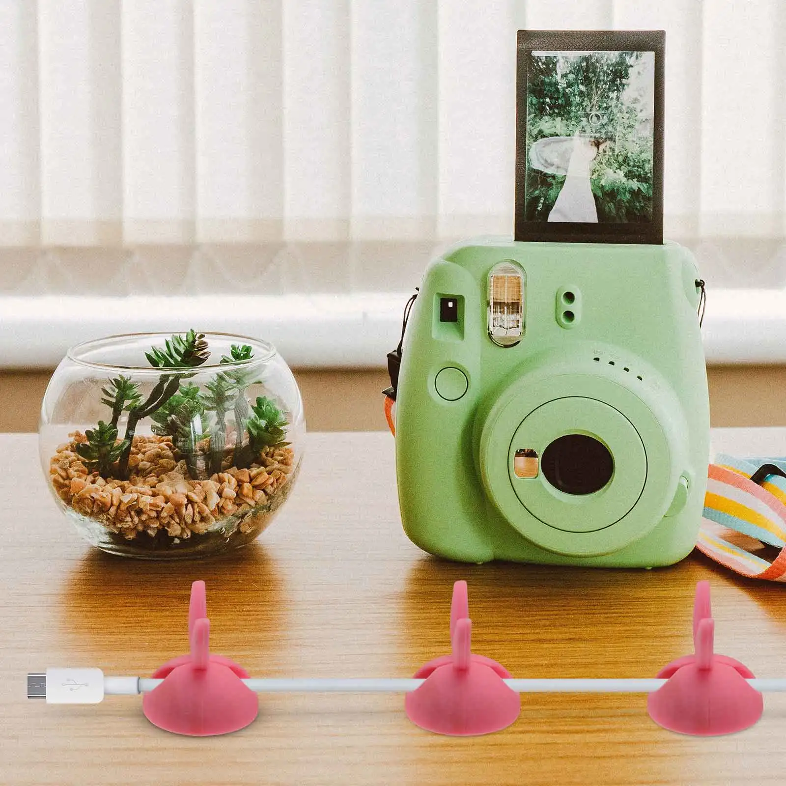 

4Pcs Pink Silicone Cable Clips Organizer Wire Cord Holder for Desk Wall Furniture Eco Friendly Viscose Winding Tool