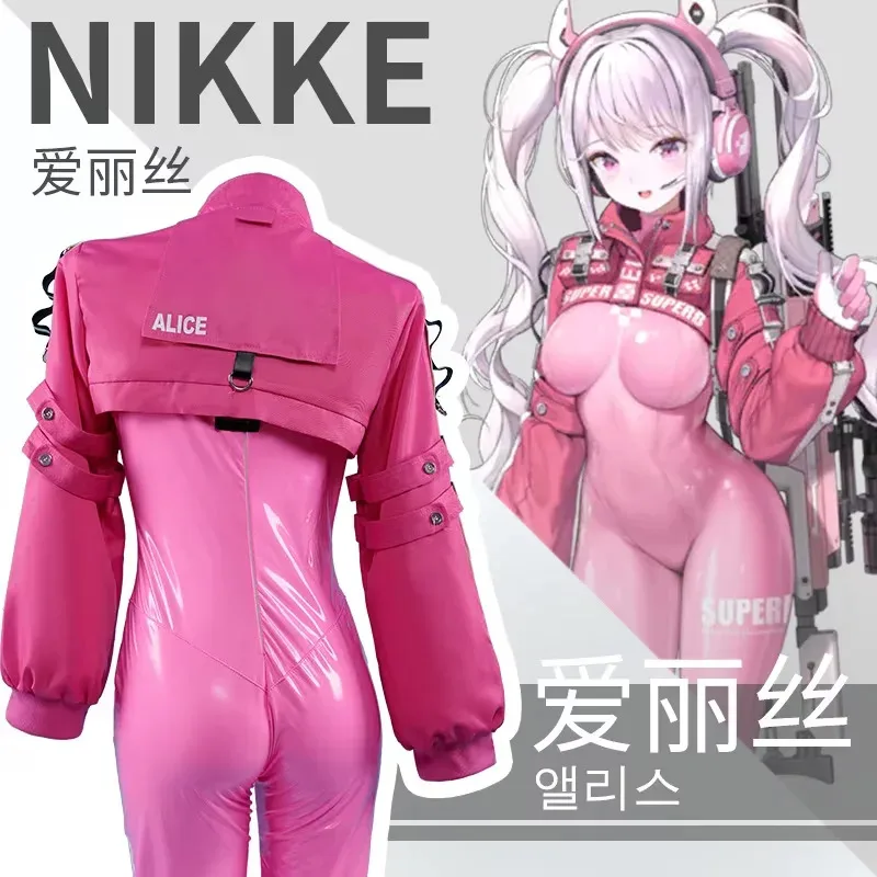 Anime Irelia H Store Nikke Alice Cosplay Costume Victory Sexy Outfit Game Pink Jumpsuit Set Jacket Halloween Costumes for Womana