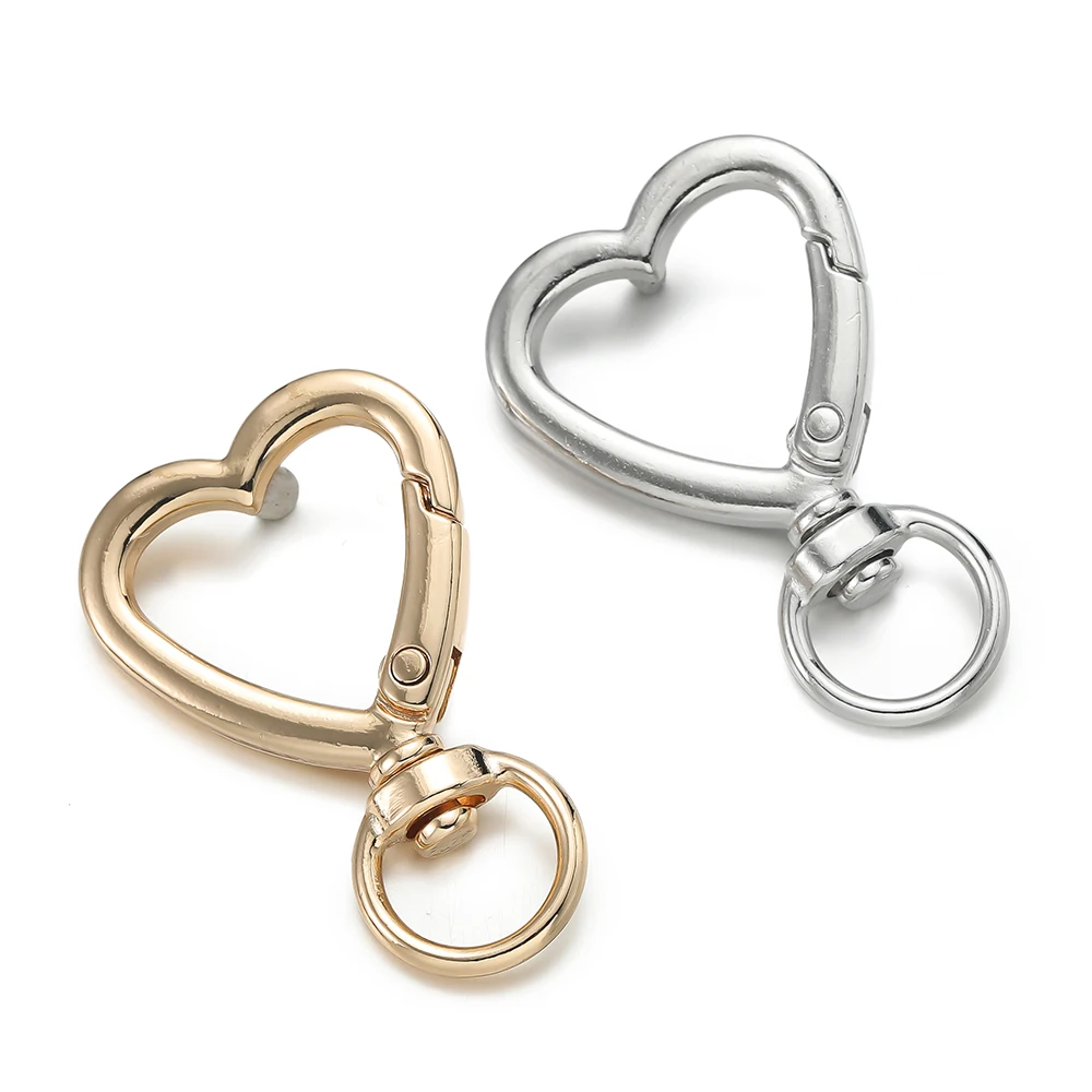 5Pcs Heart Shape Rotation Alloy Lobster Spring Clasps Openable Key Ring Hook Carabiner Connector Dog Chain Buckles DIY Jewelry