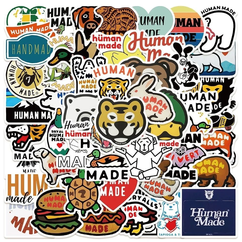 50Pcs  Cool Fashion H-Human M-Made Stickers Nigo DIY Stickers Scrapbooking Phone Luggage Skateboard Waterproof Decals