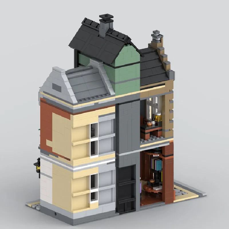 1781 Uds. MOC City famosas vistas a la calle, bloques de construcción modulares de lujo, montaje Diy, juguetes para niños, conjunto de regalos de navidad